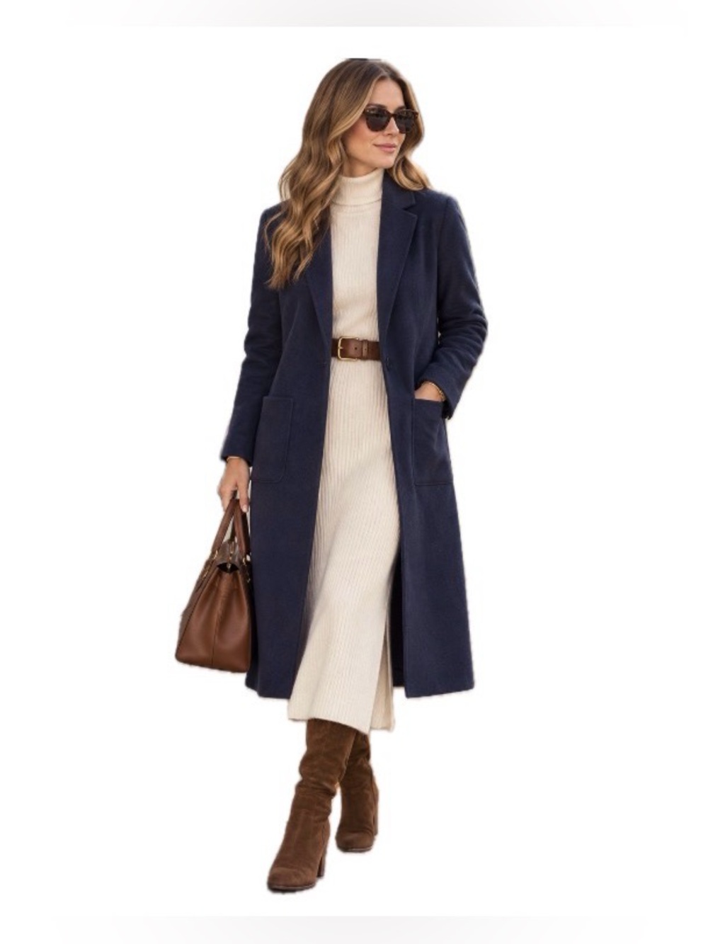 Antonio Melani, Women’s 100% wool Notched collar Blue Long Coat, Size 4